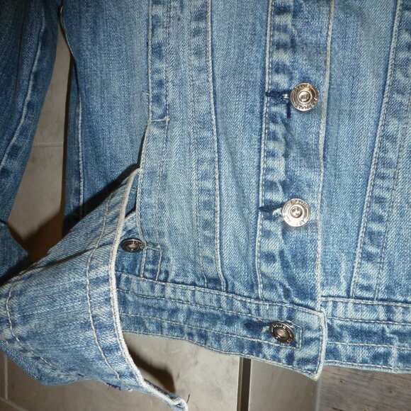 Blue Asphalt Jean Jacket Women's Size S Blue Distressed Denim Fitted Jacket - Picture 9 of 11